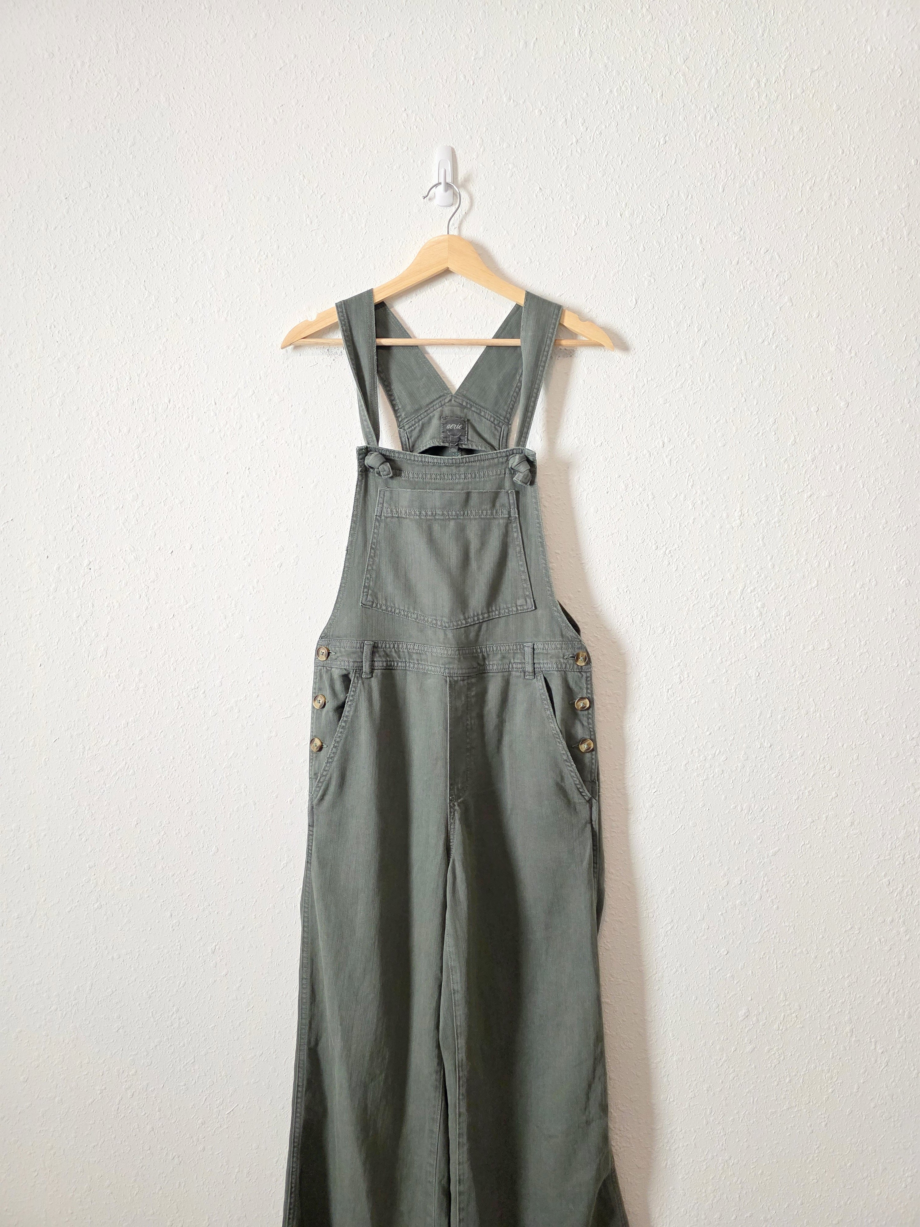 Aerie Green Wide Leg Overalls (M)
