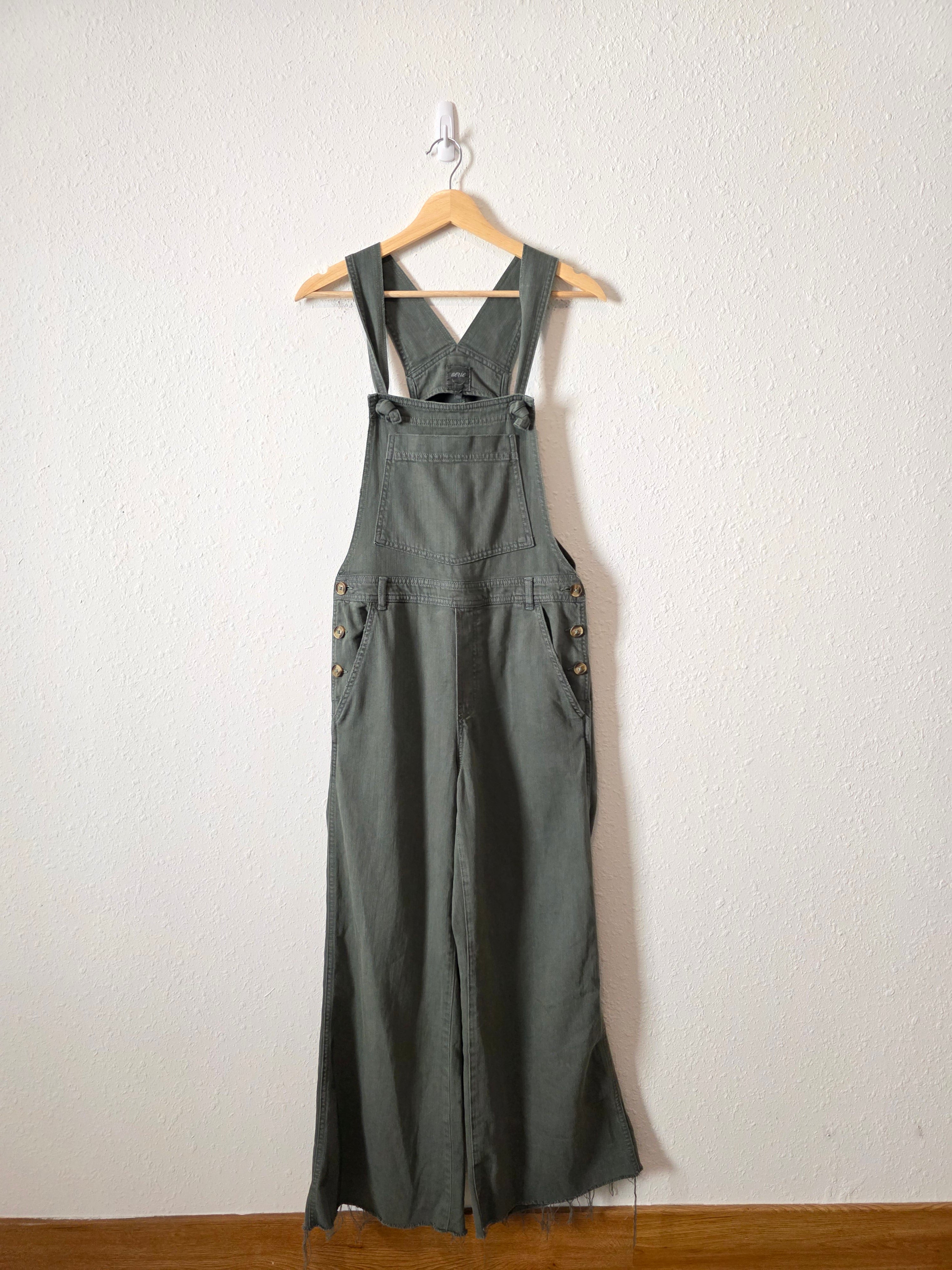Aerie Green Wide Leg Overalls (M)