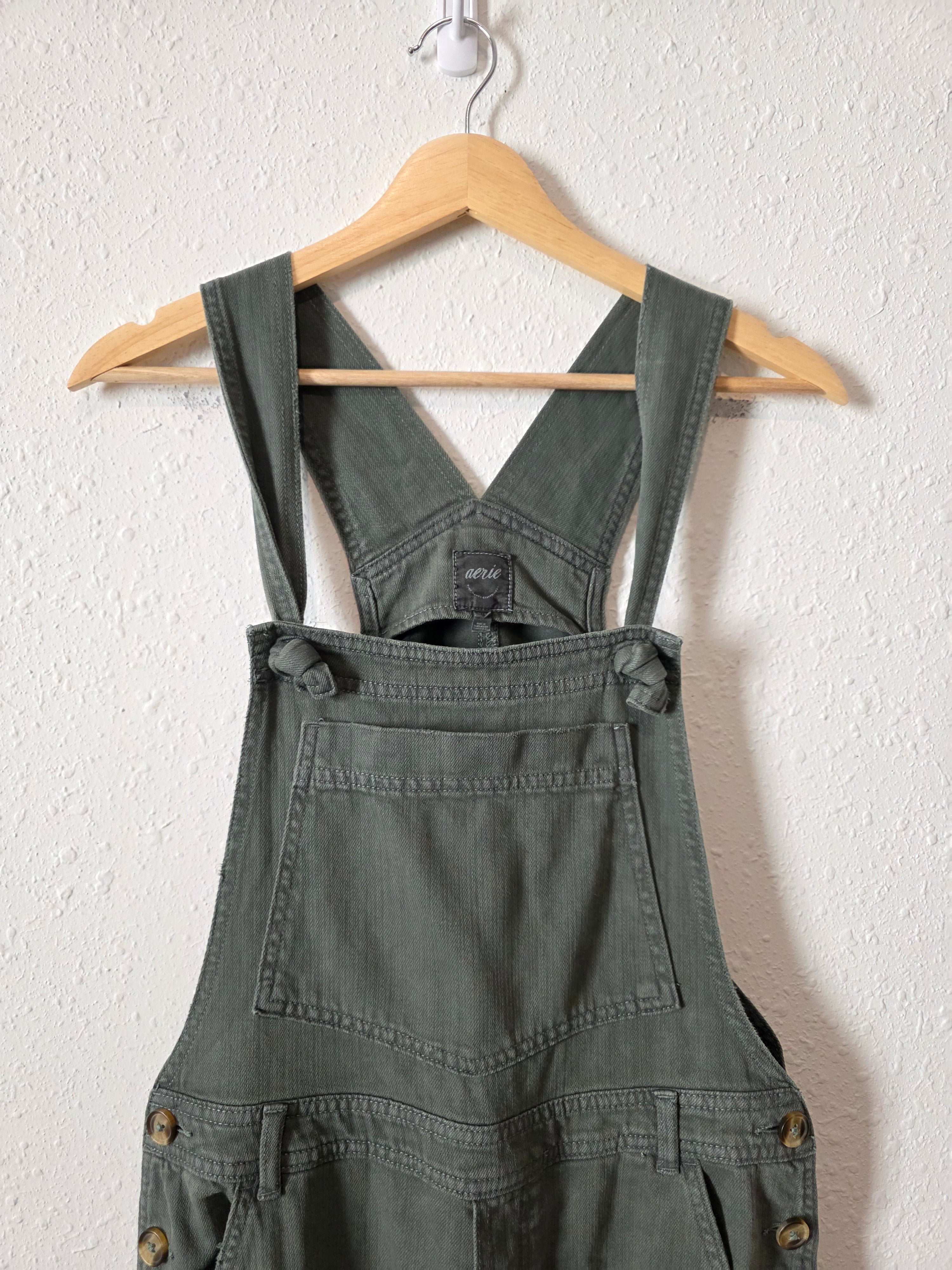 Aerie Green Wide Leg Overalls (M)