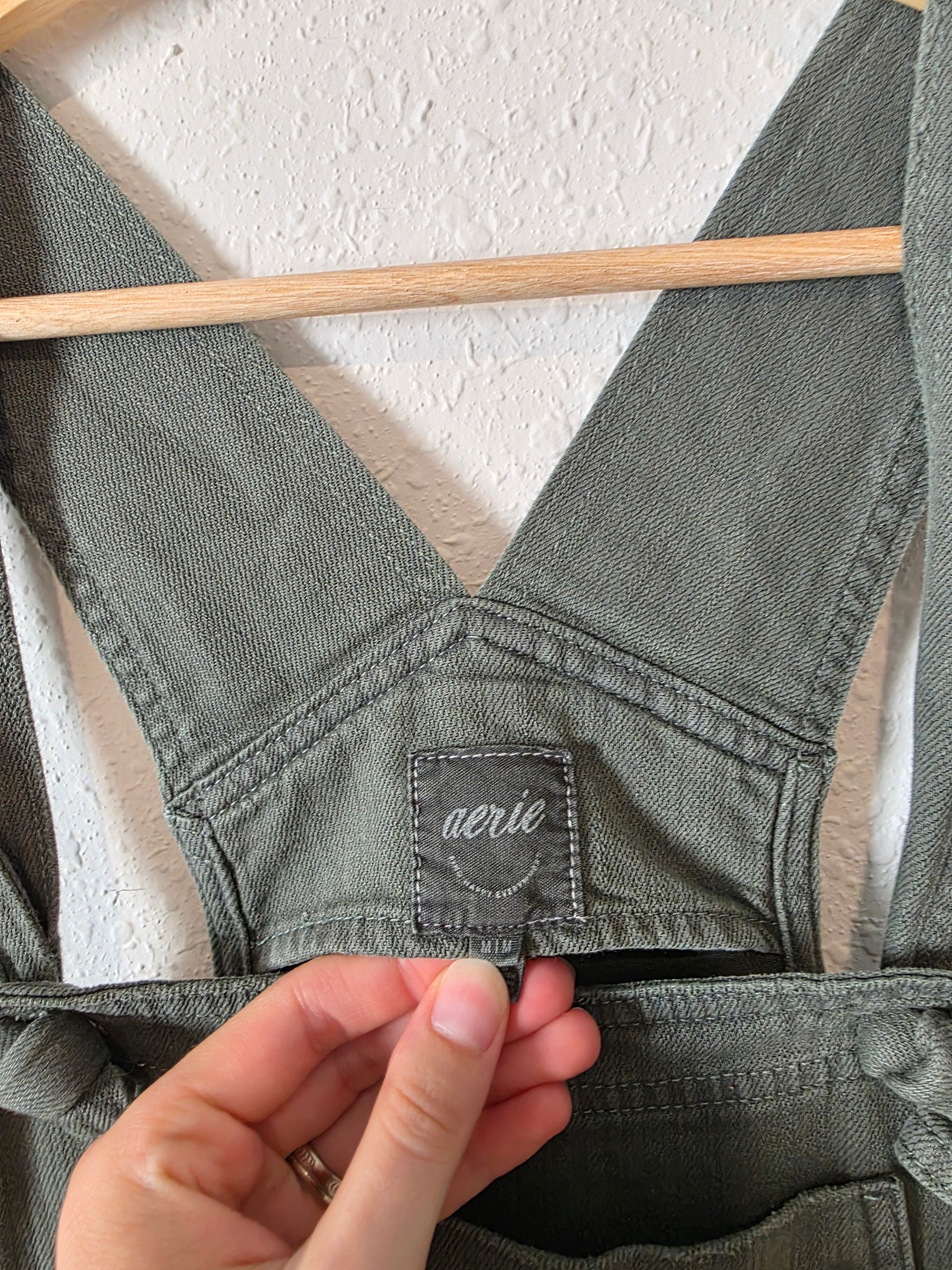 Aerie Green Wide Leg Overalls (M)