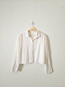 Linen Blend Crop Button Up (S)