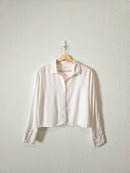 Linen Blend Crop Button Up (S)