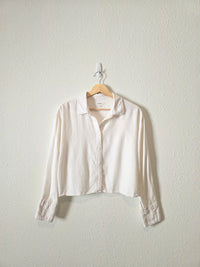 Linen Blend Crop Button Up (S)