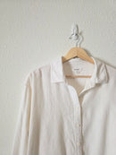 Linen Blend Crop Button Up (S)