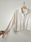 Linen Blend Crop Button Up (S)
