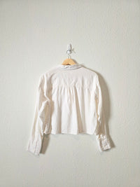 Linen Blend Crop Button Up (S)