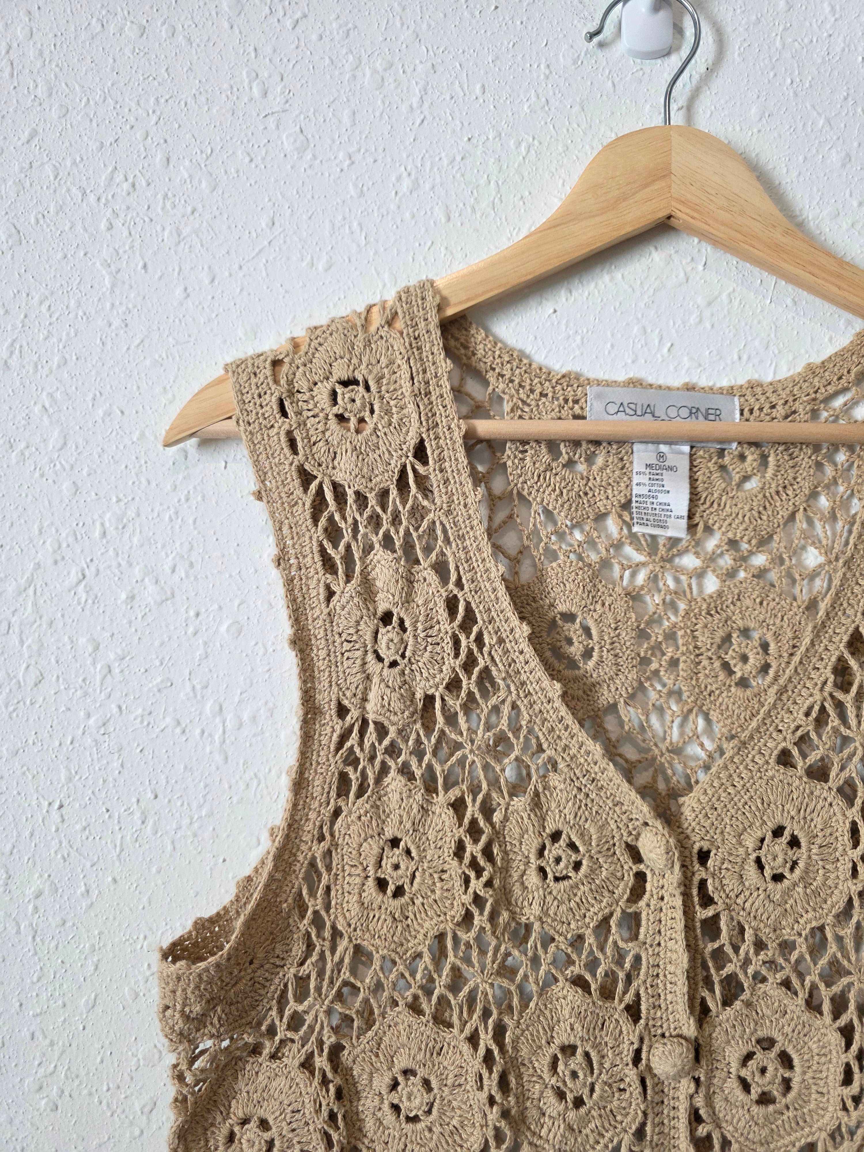 Vintage Floral Crochet Top (M)