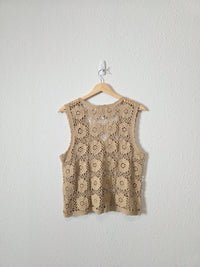 Vintage Floral Crochet Top (M)