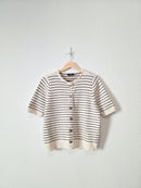 Vici Striped Button Up Knit Top (M)
