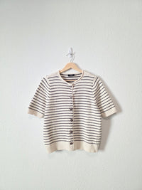 Vici Striped Button Up Knit Top (M)