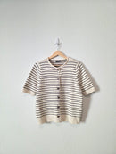 Vici Striped Button Up Knit Top (M)