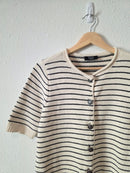 Vici Striped Button Up Knit Top (M)