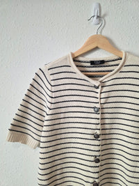 Vici Striped Button Up Knit Top (M)
