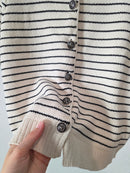 Vici Striped Button Up Knit Top (M)