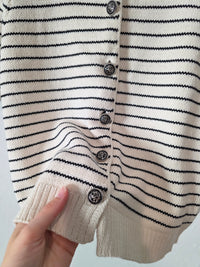 Vici Striped Button Up Knit Top (M)