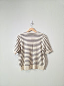 Vici Striped Button Up Knit Top (M)