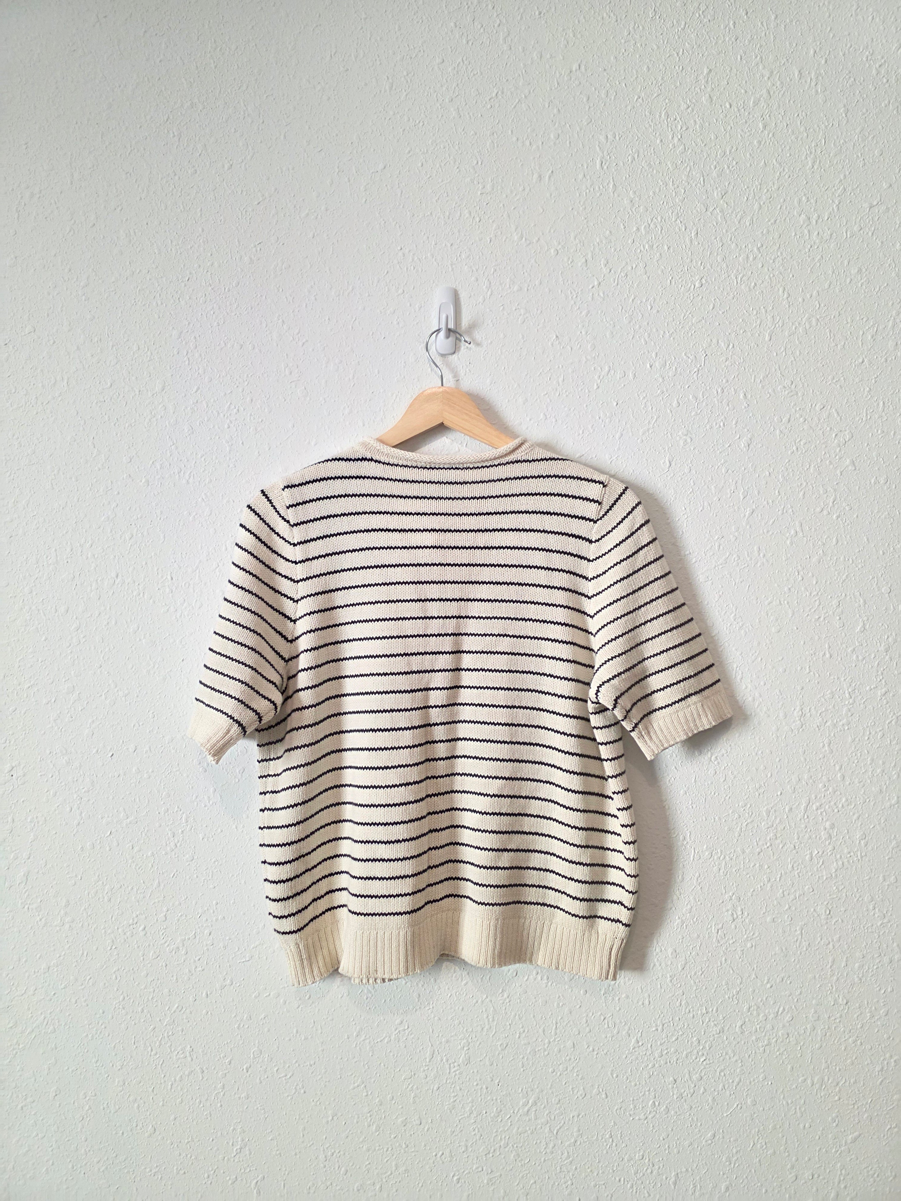 Vici Striped Button Up Knit Top (M)