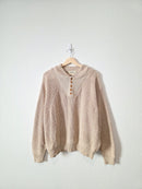 Oversized Knit Henley Sweater (L)