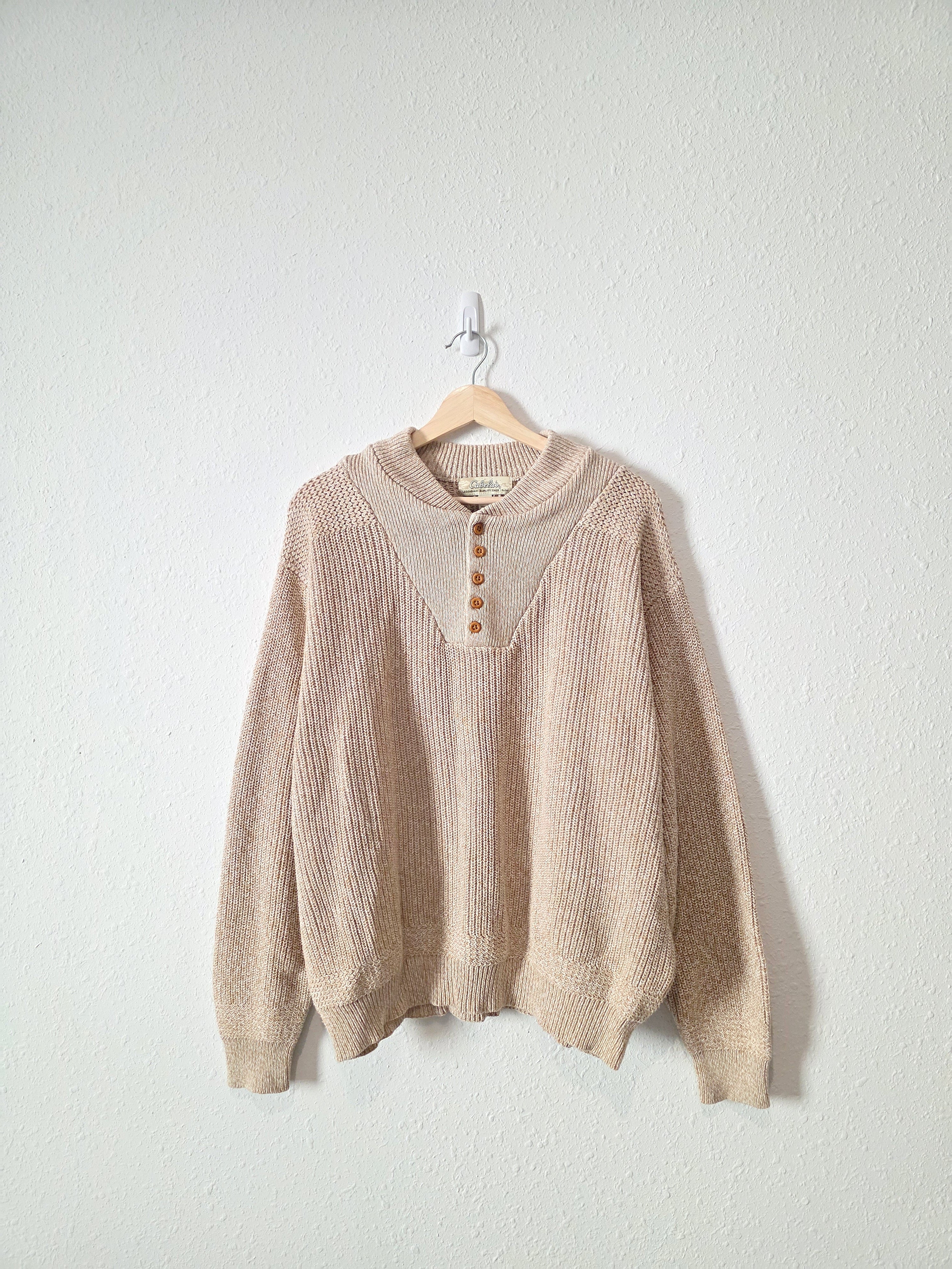 Oversized Knit Henley Sweater (L)
