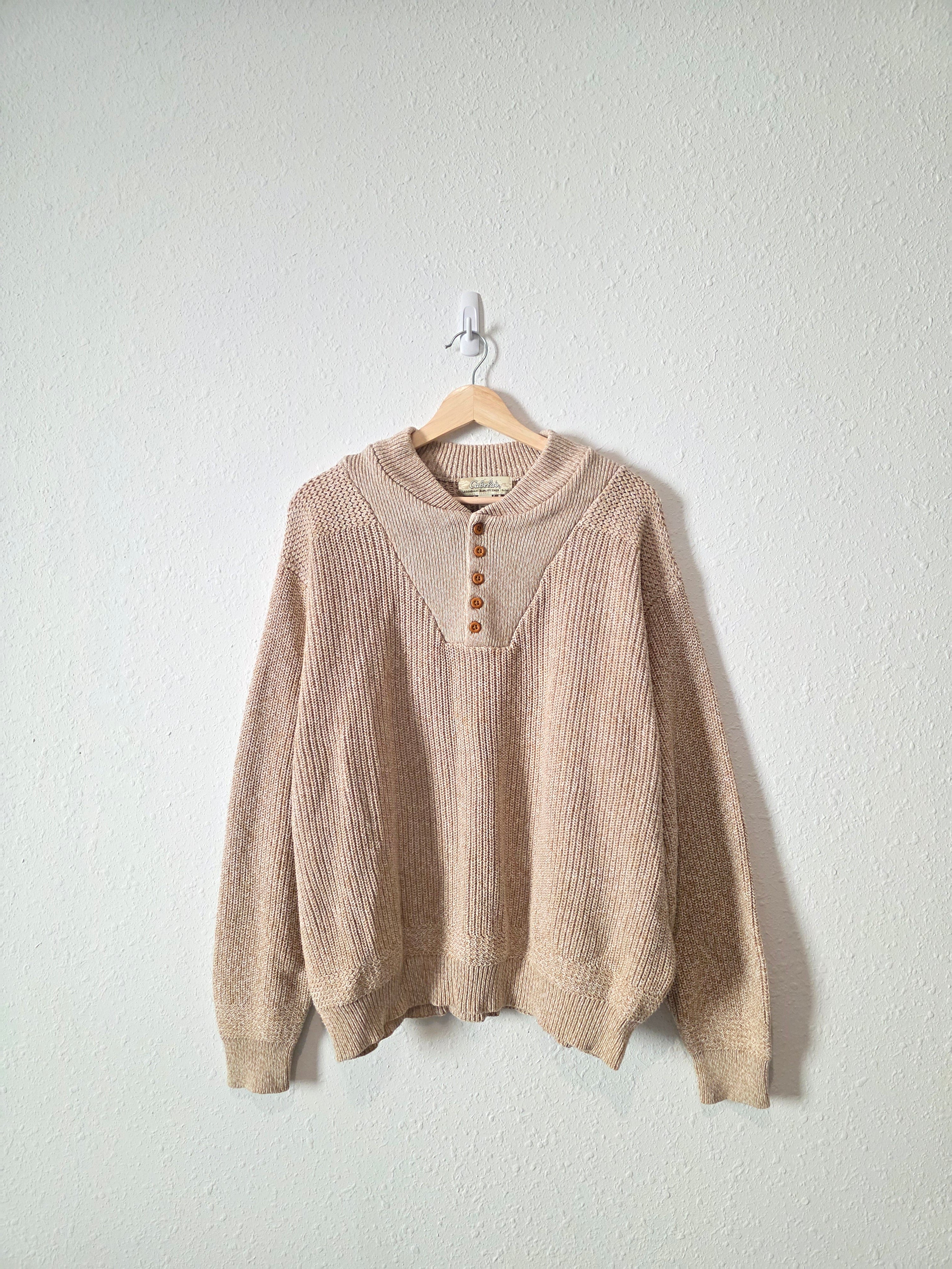 Oversized Knit Henley Sweater (L)