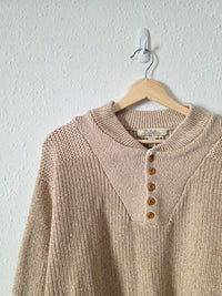 Oversized Knit Henley Sweater (L)