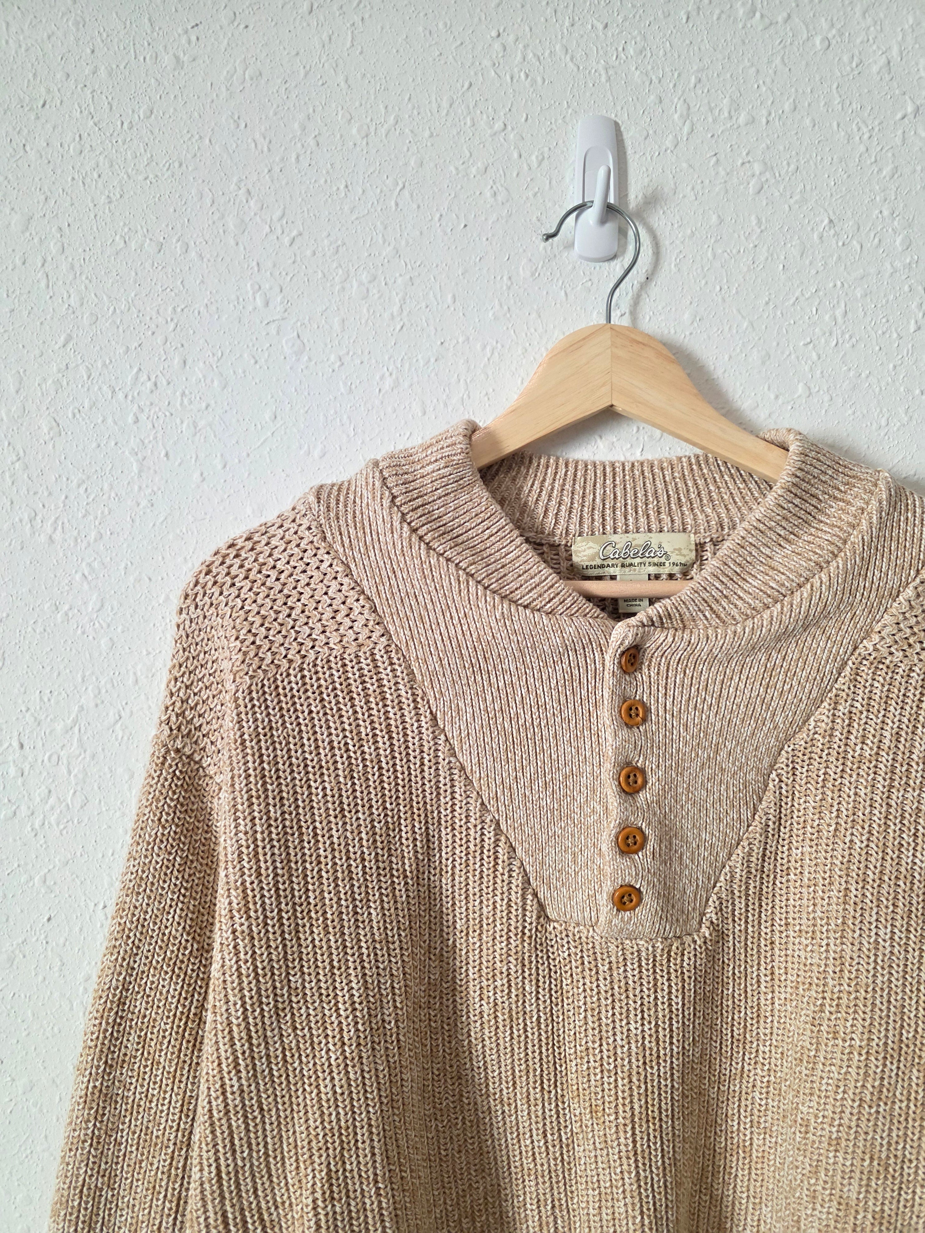 Oversized Knit Henley Sweater (L)