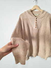 Oversized Knit Henley Sweater (L)