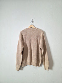 Oversized Knit Henley Sweater (L)