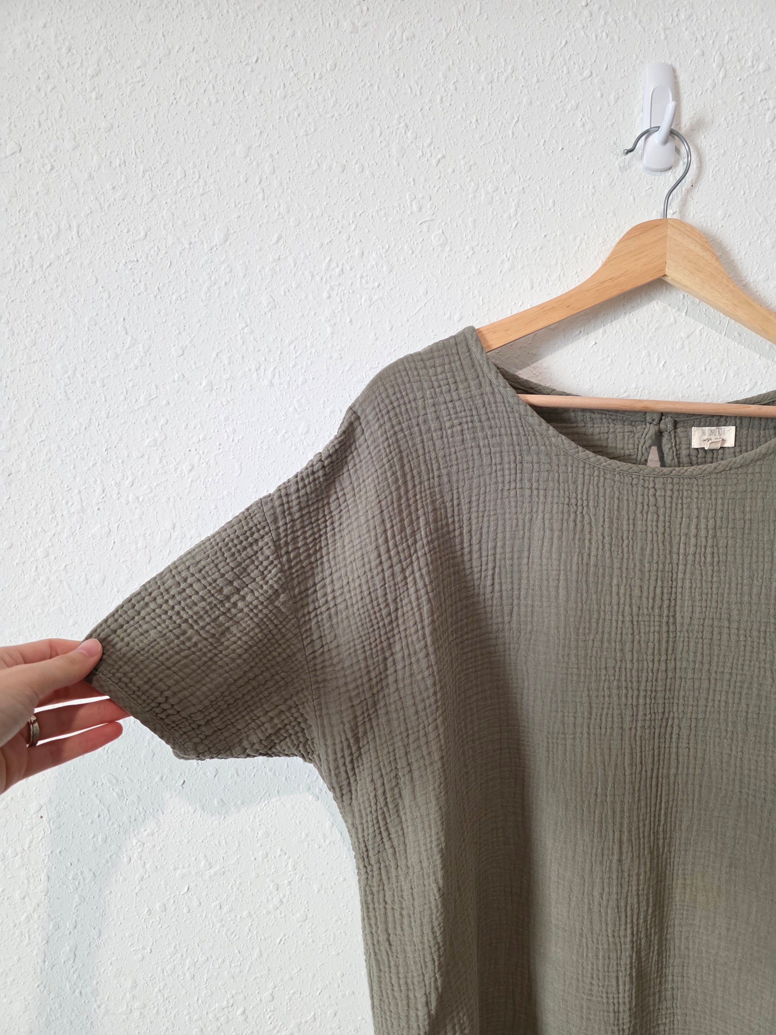 The Simple Folk Olive Muslin Top (S)