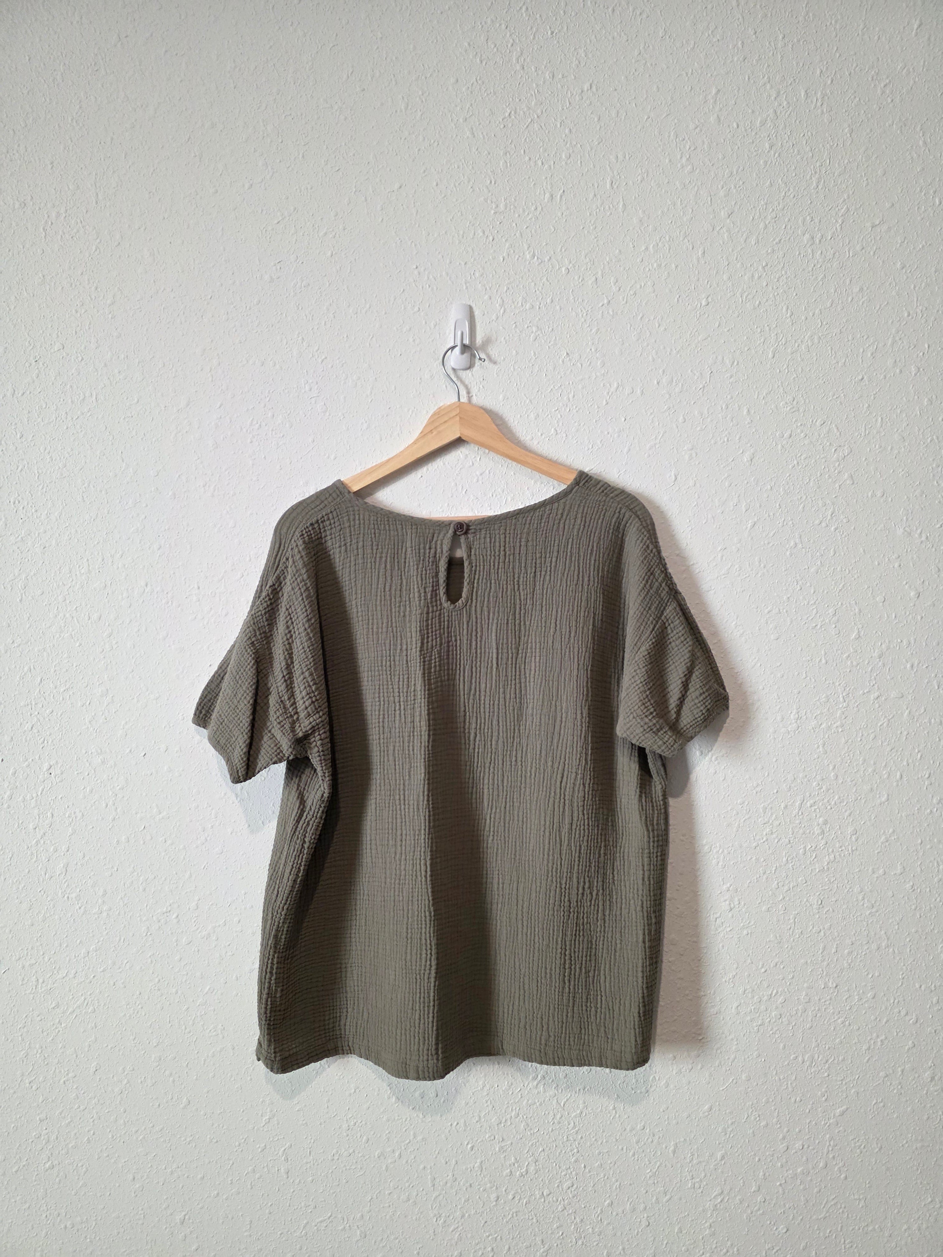 The Simple Folk Olive Muslin Top (S)
