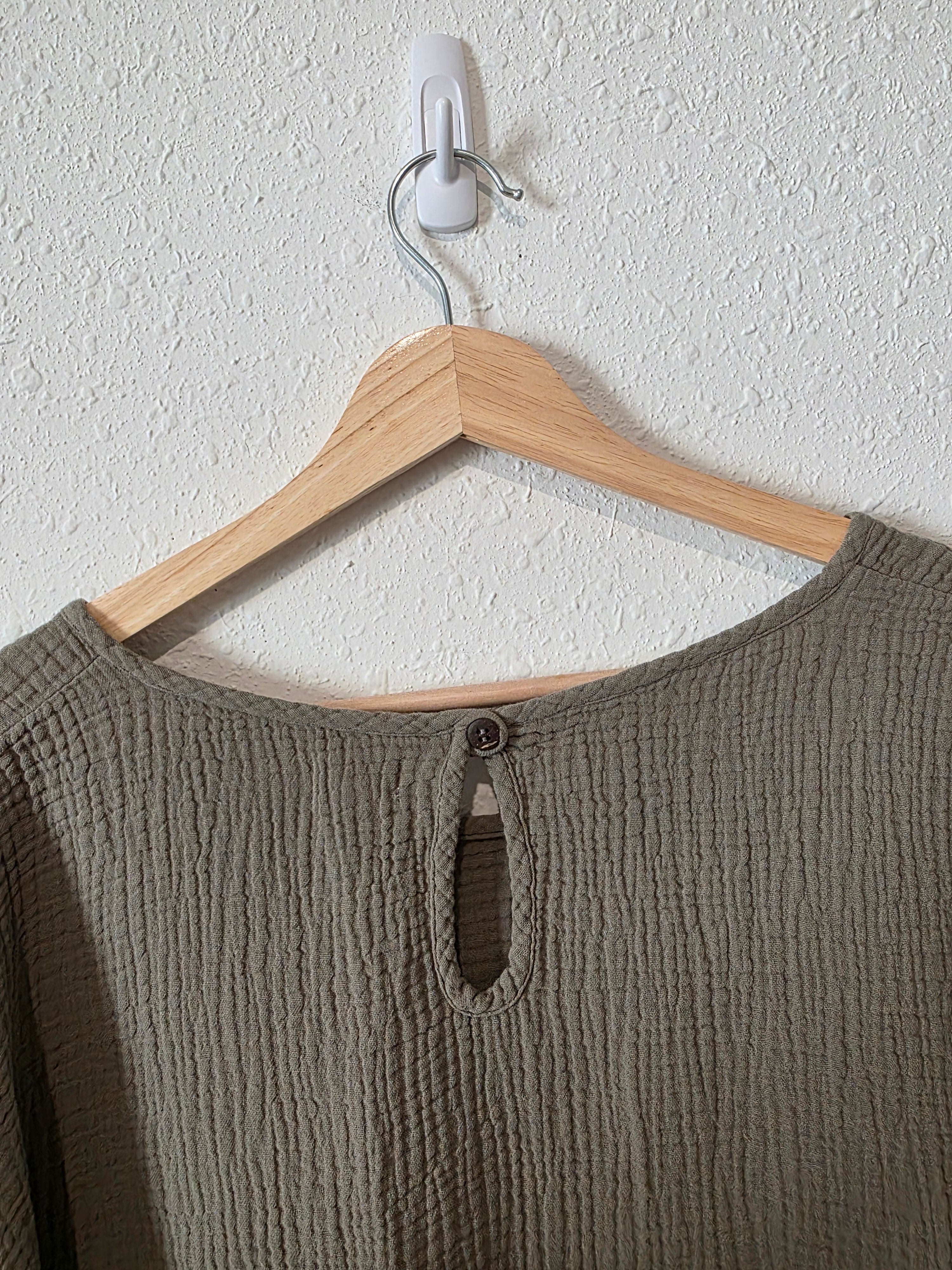 The Simple Folk Olive Muslin Top (S)