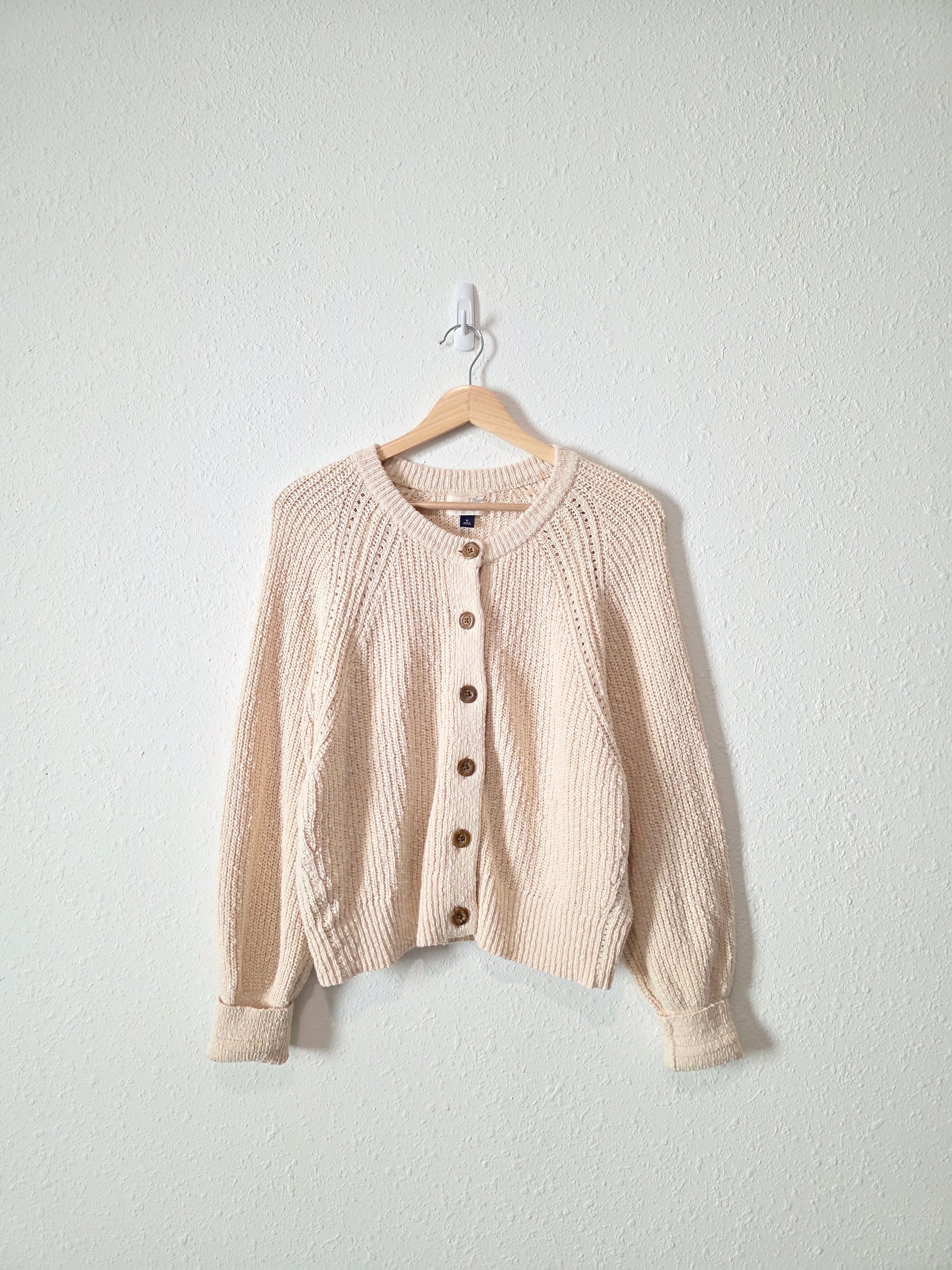Chunky Cotton Cardigan Sweater (M)
