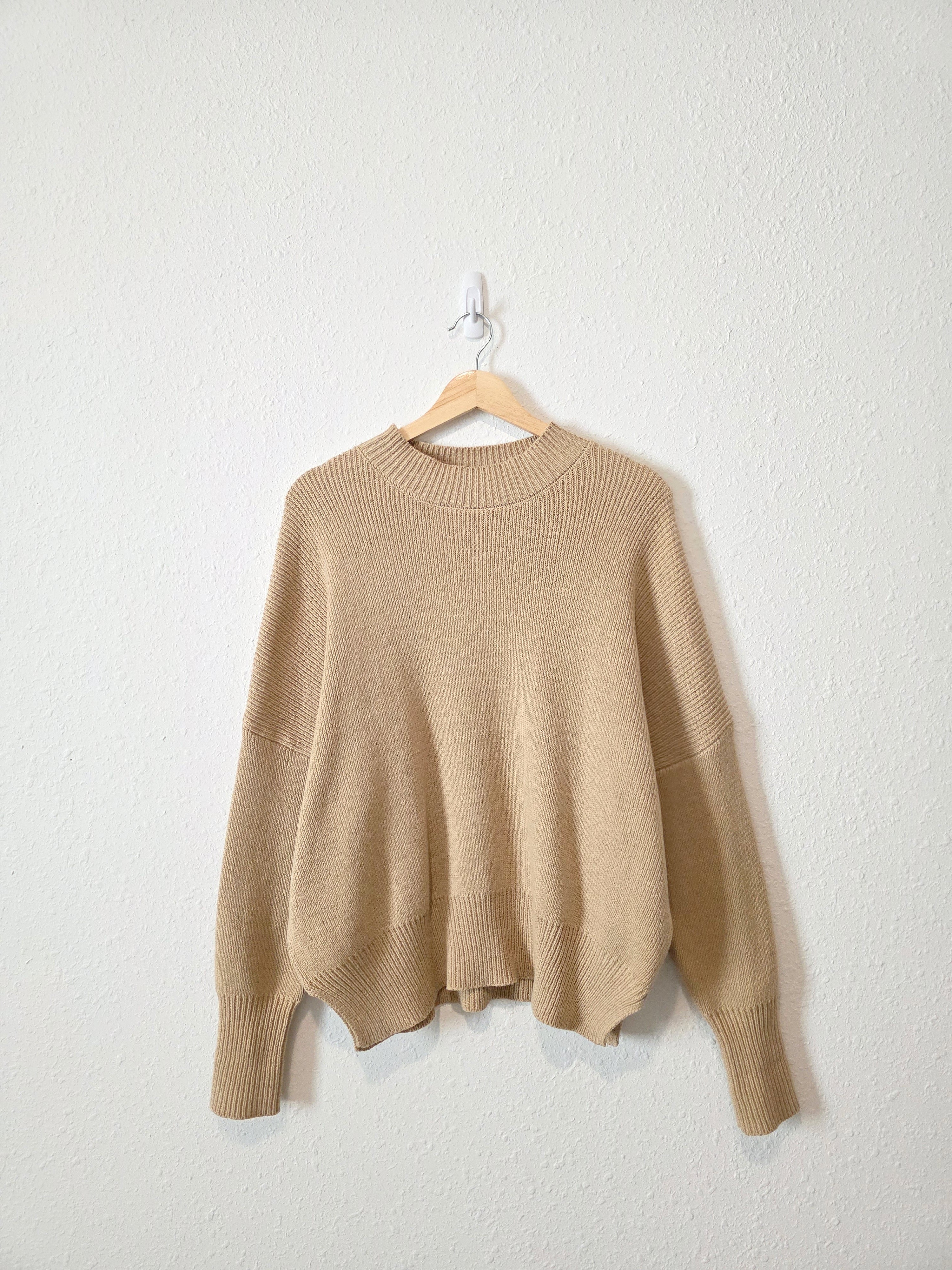 Neutral Oversized Ribbed Sweater (S)