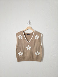 Brown Floral Sweater Vest (M)