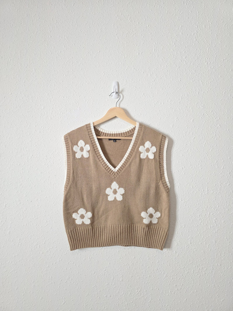 Brown Floral Sweater Vest (M)