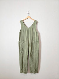 Olive Relaxed Cotton Jumpsuit (M)