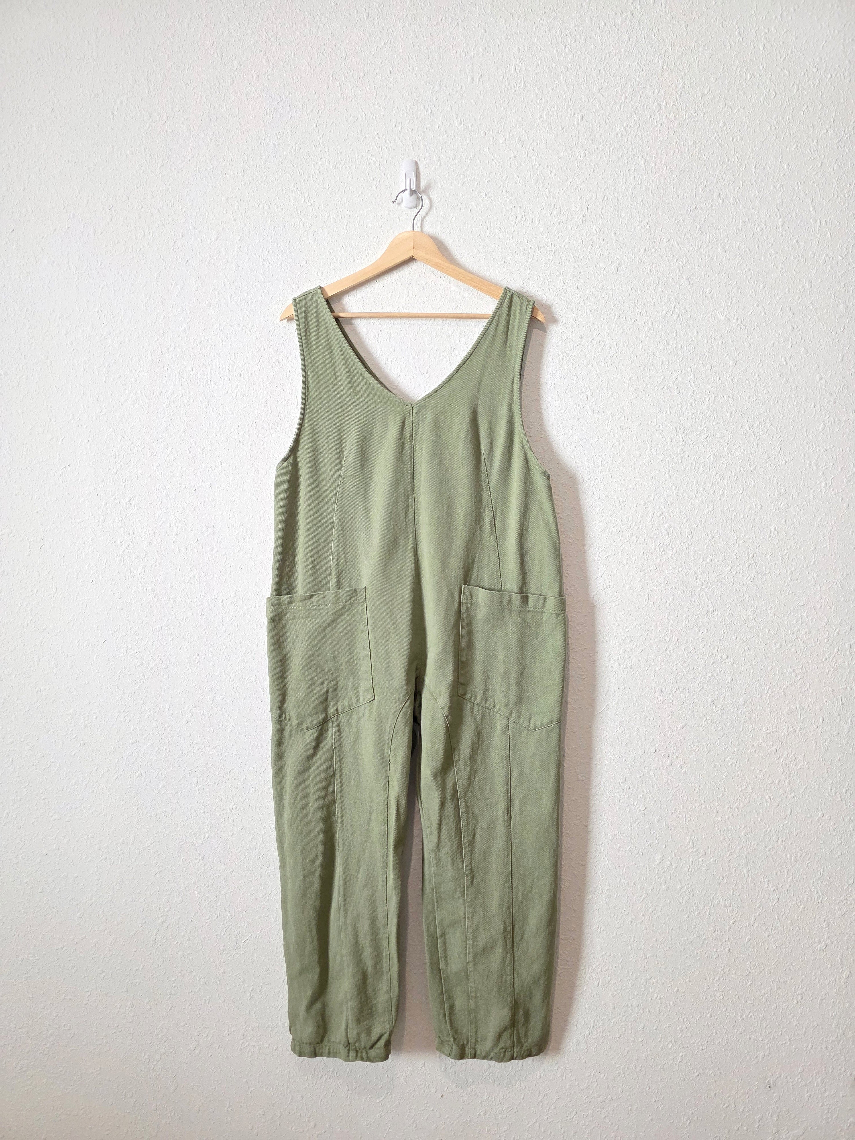 Olive Relaxed Cotton Jumpsuit (M)
