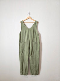 Olive Relaxed Cotton Jumpsuit (M)
