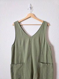 Olive Relaxed Cotton Jumpsuit (M)