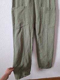 Olive Relaxed Cotton Jumpsuit (M)