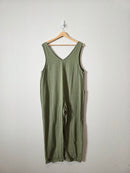 Olive Relaxed Cotton Jumpsuit (M)