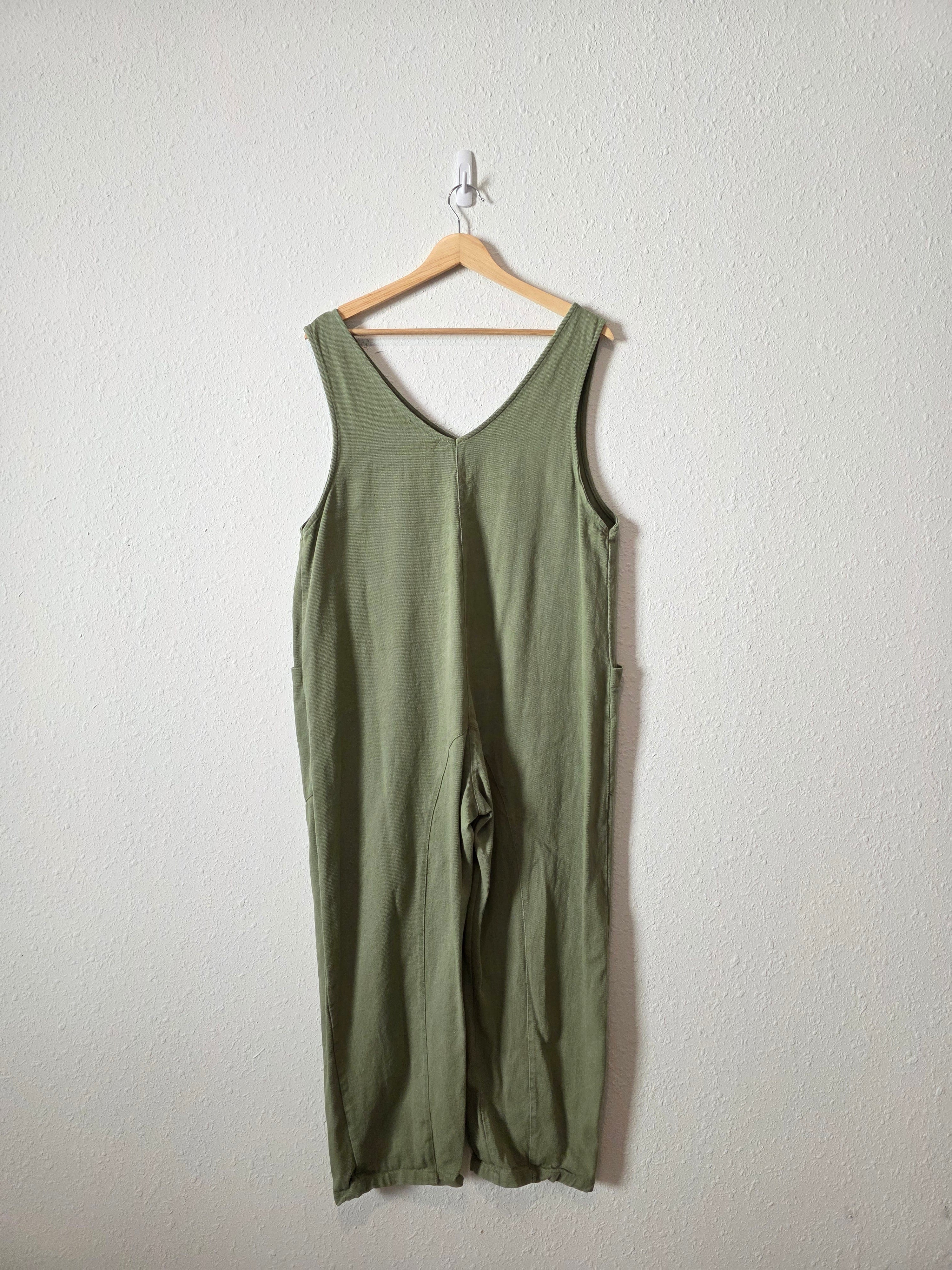 Olive Relaxed Cotton Jumpsuit (M)