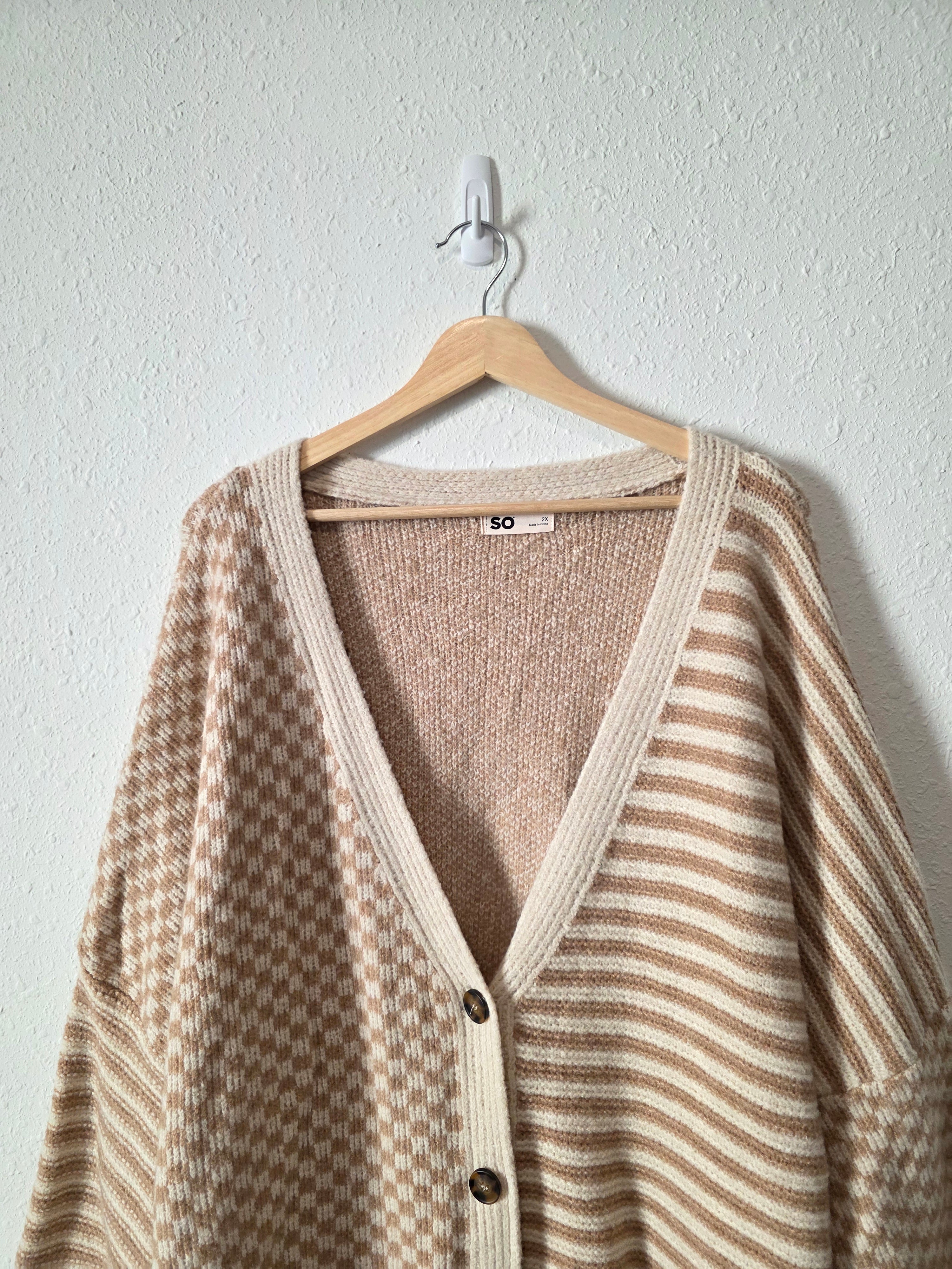 NEW Neutral Checkered Cardigan (2X)