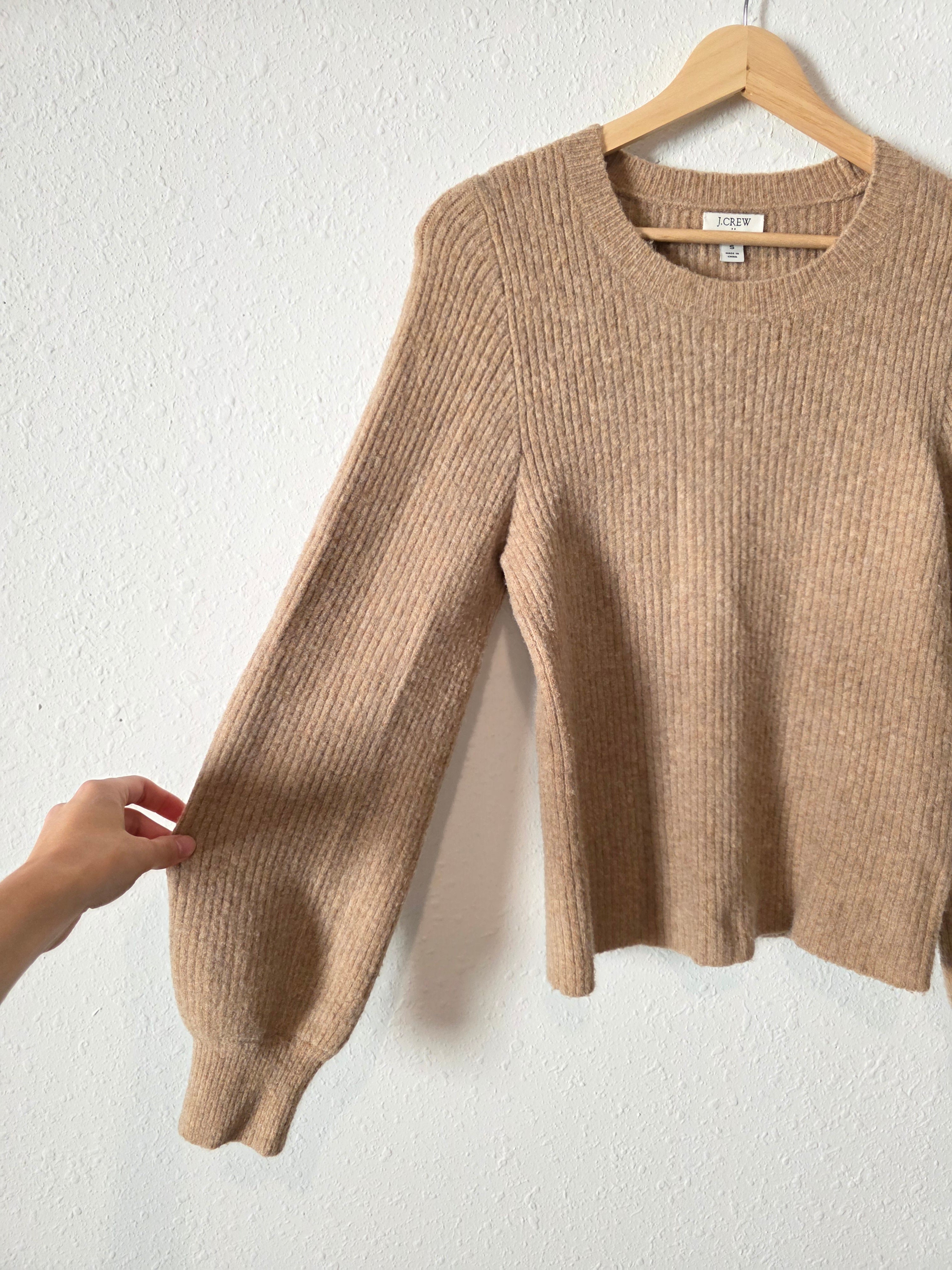 J.Crew Ribbed Puff Sleeve Sweater (S)