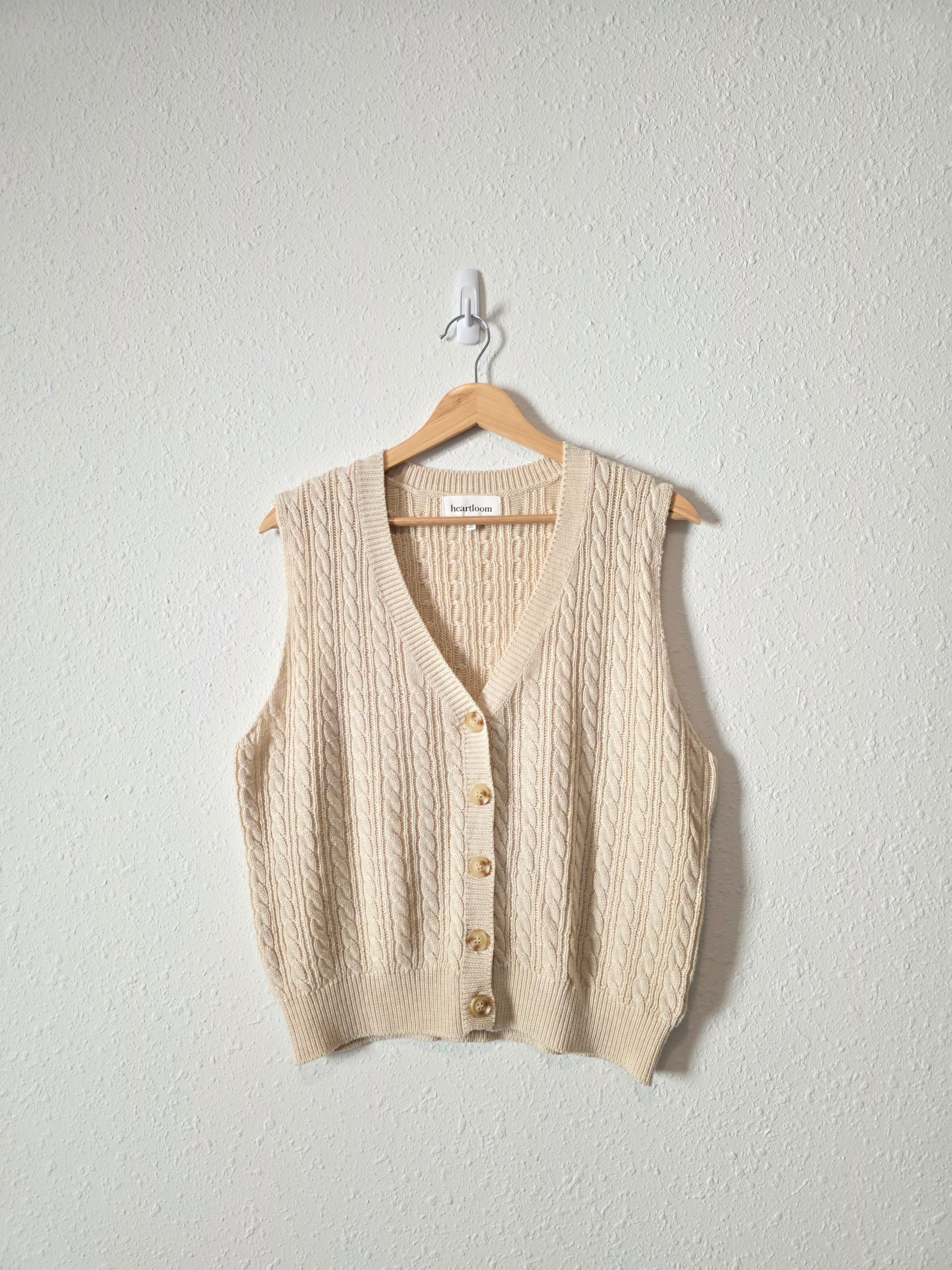 Heartloom Cable Knit Sweater Vest (L)