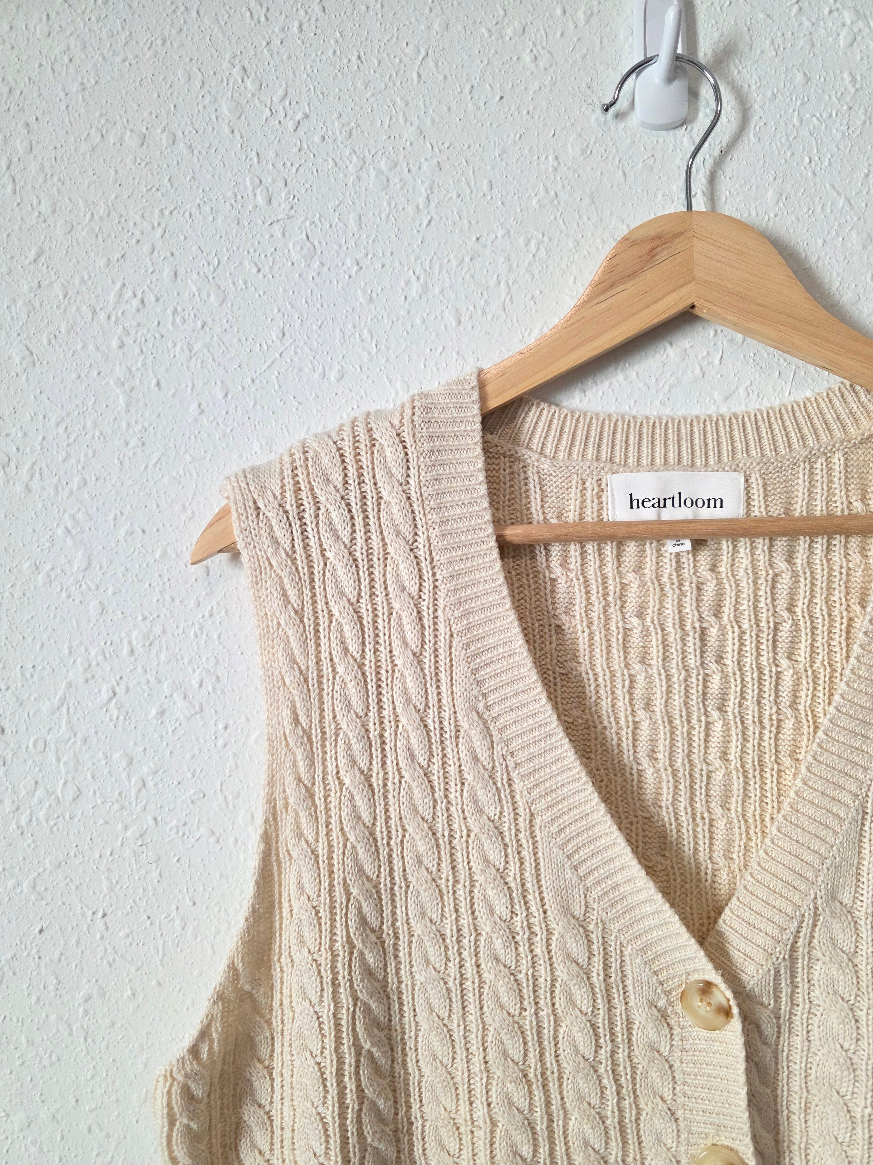 Heartloom Cable Knit Sweater Vest (L)