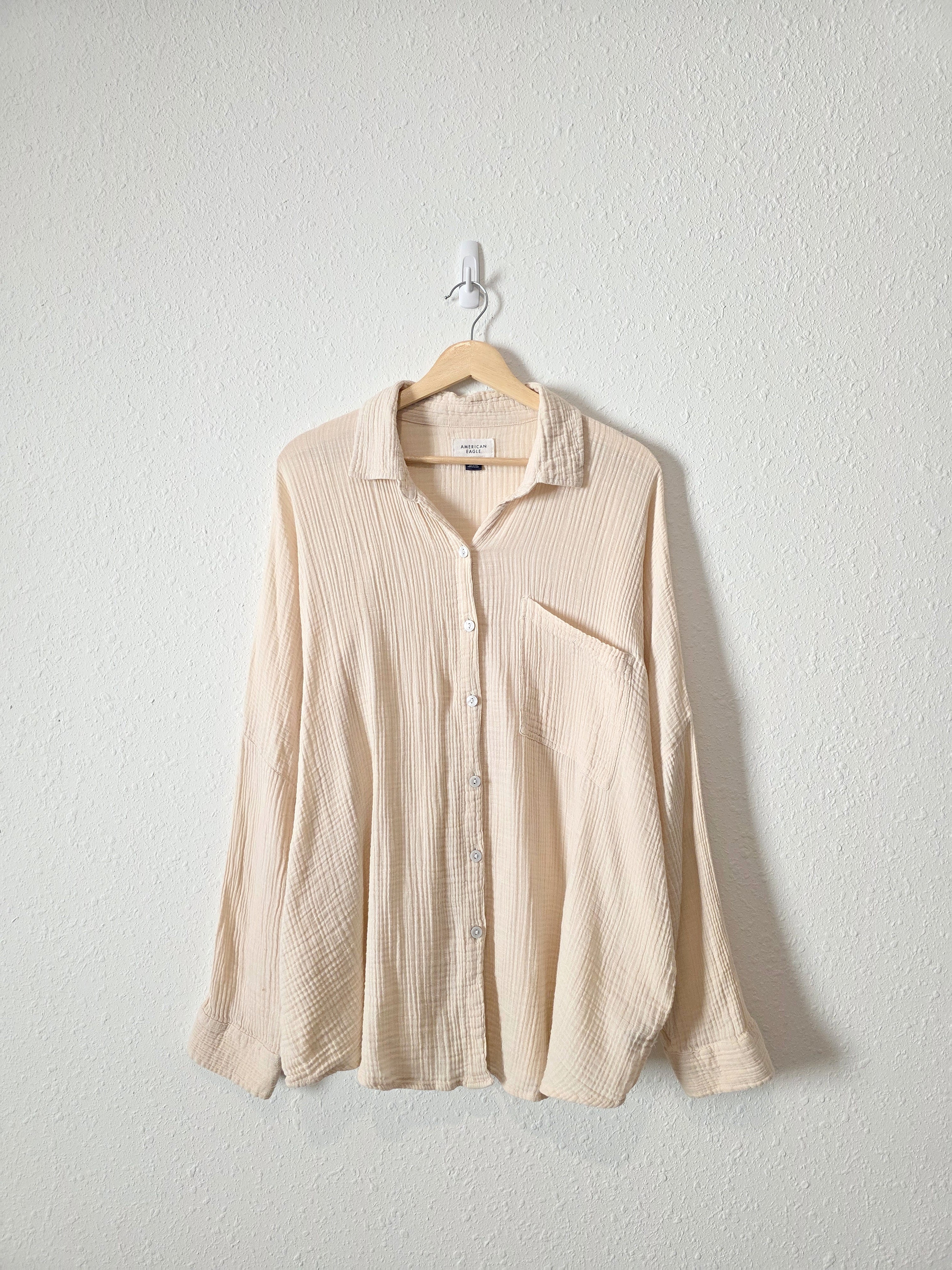 Oversized Cotton Gauze Button Up (M)