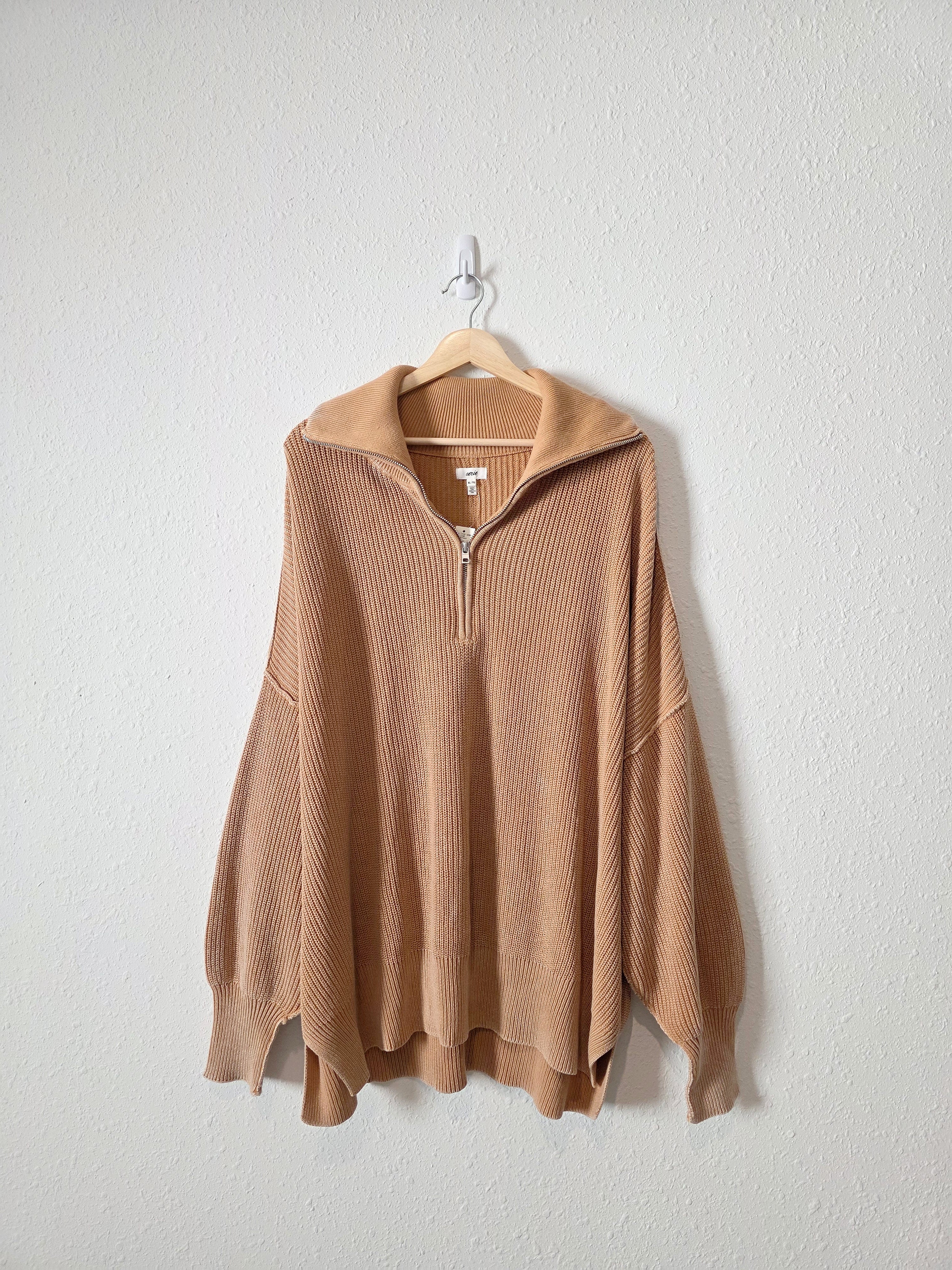 NEW Aerie Ribbed Quarter Zip Sweater (XL)