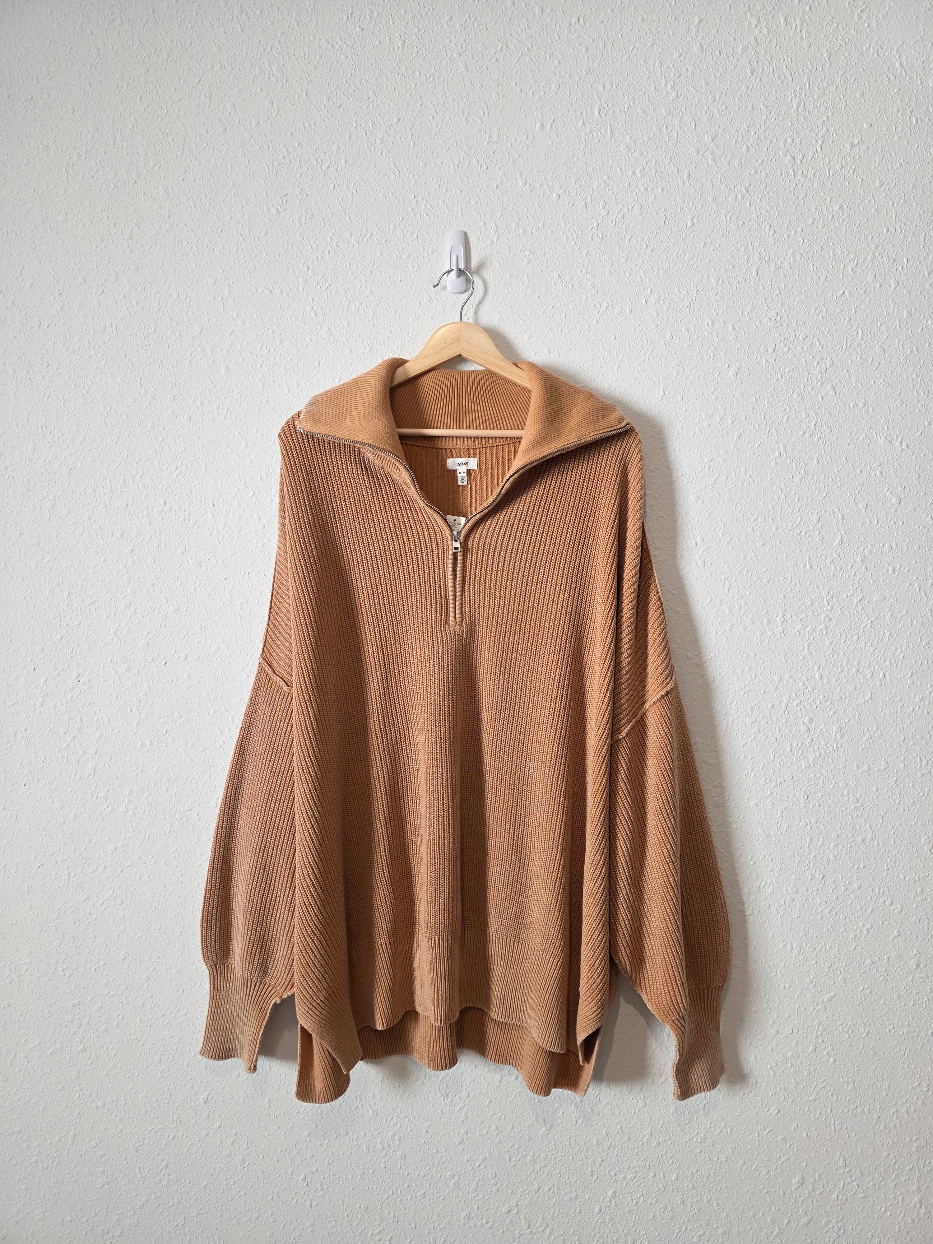 NEW Aerie Ribbed Quarter Zip Sweater (XL)