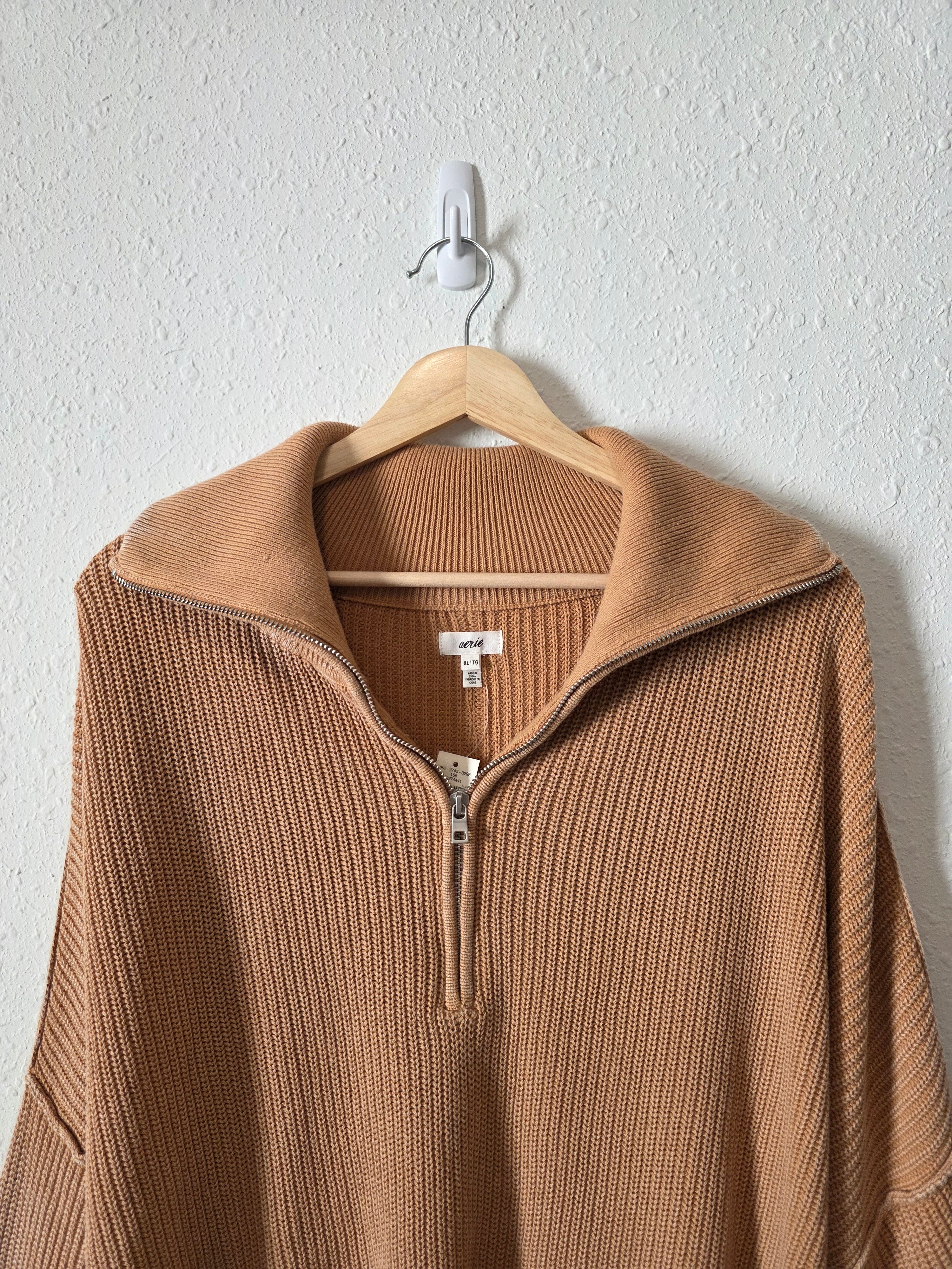 NEW Aerie Ribbed Quarter Zip Sweater (XL)